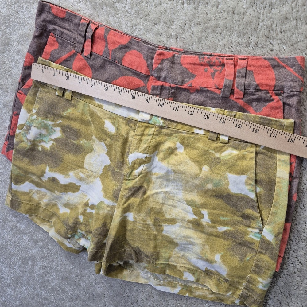 Ann Taylor Loft Short Size 8 Lot of 2 Linen Blend Chino Yellow Red Beach Coastal - Picture 7 of 12
